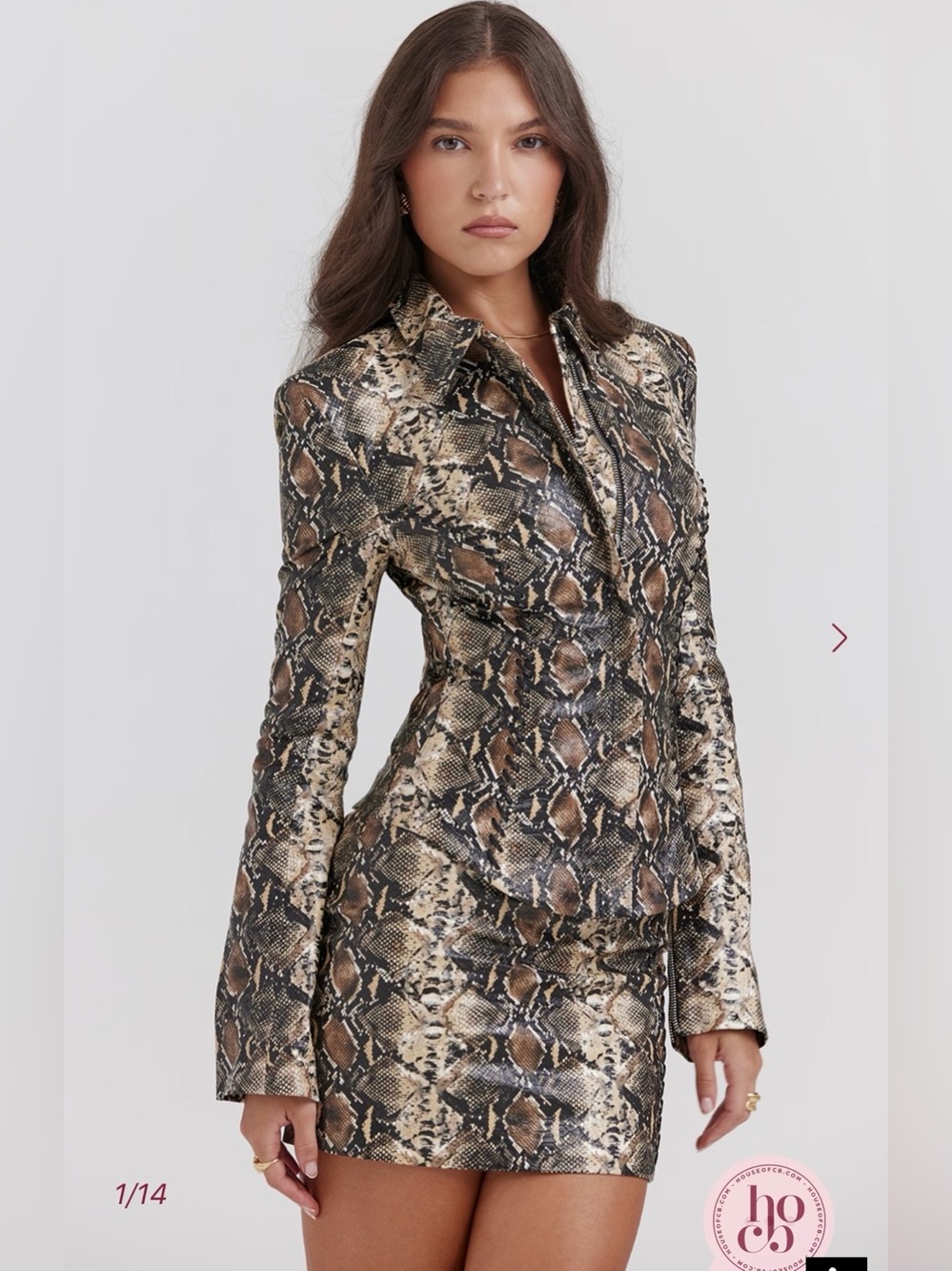 🇺🇸Firm Price🇺🇸House of CB VANI Snake Print Fitted Jacket - Picture 3 of 16